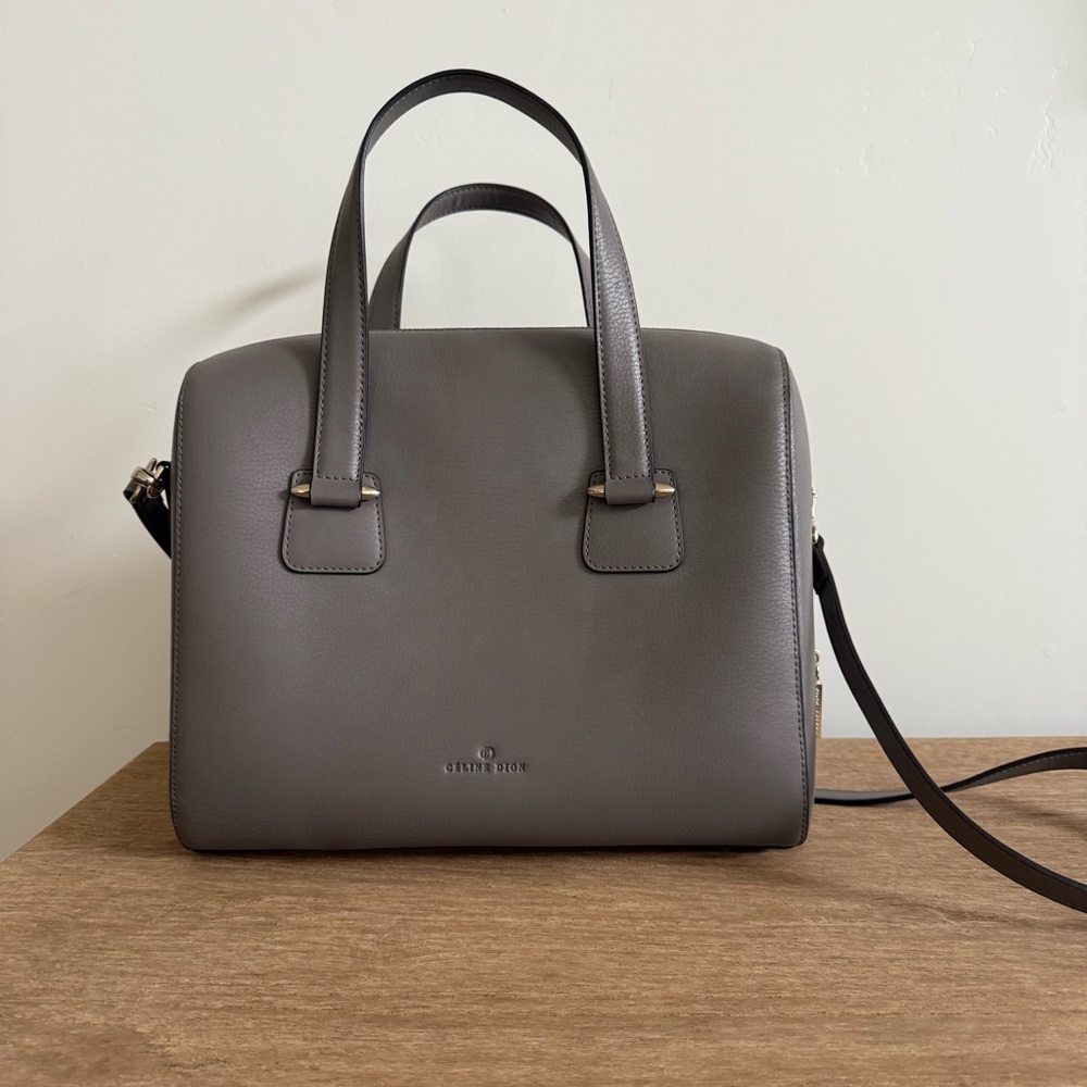 Celine Dion Triad Gray Leather Satchel